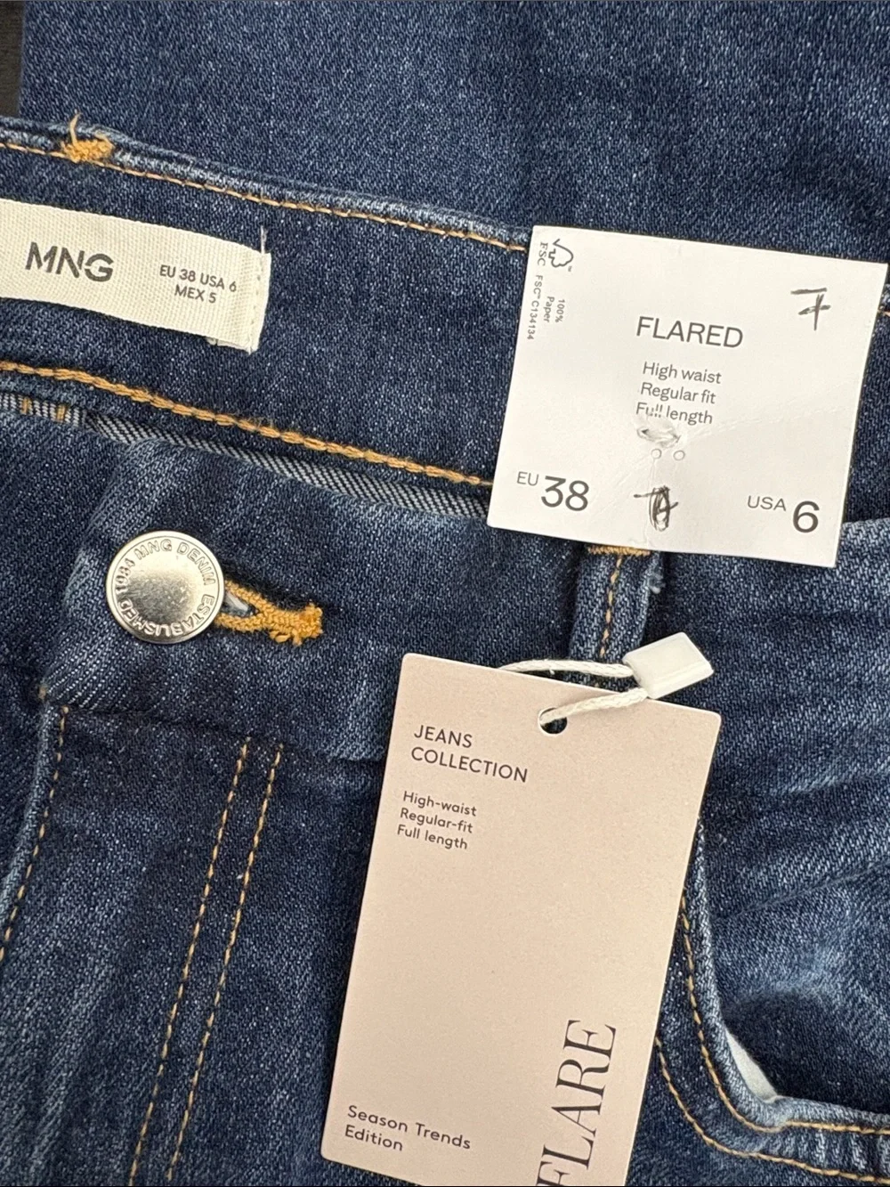 Mango Dark Blue Flare Jeans VIOLET FLARED HIGH-RISE JEANS 1193